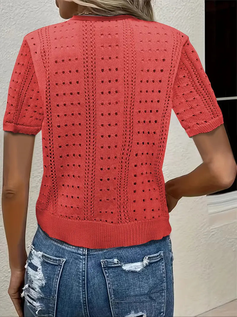 Elena – Cardigan en maille ajourée