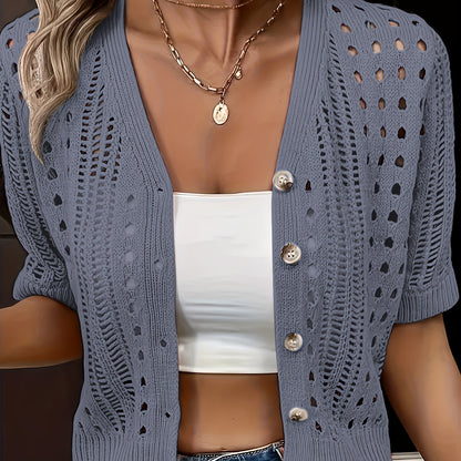 Elena – Cardigan en maille ajourée
