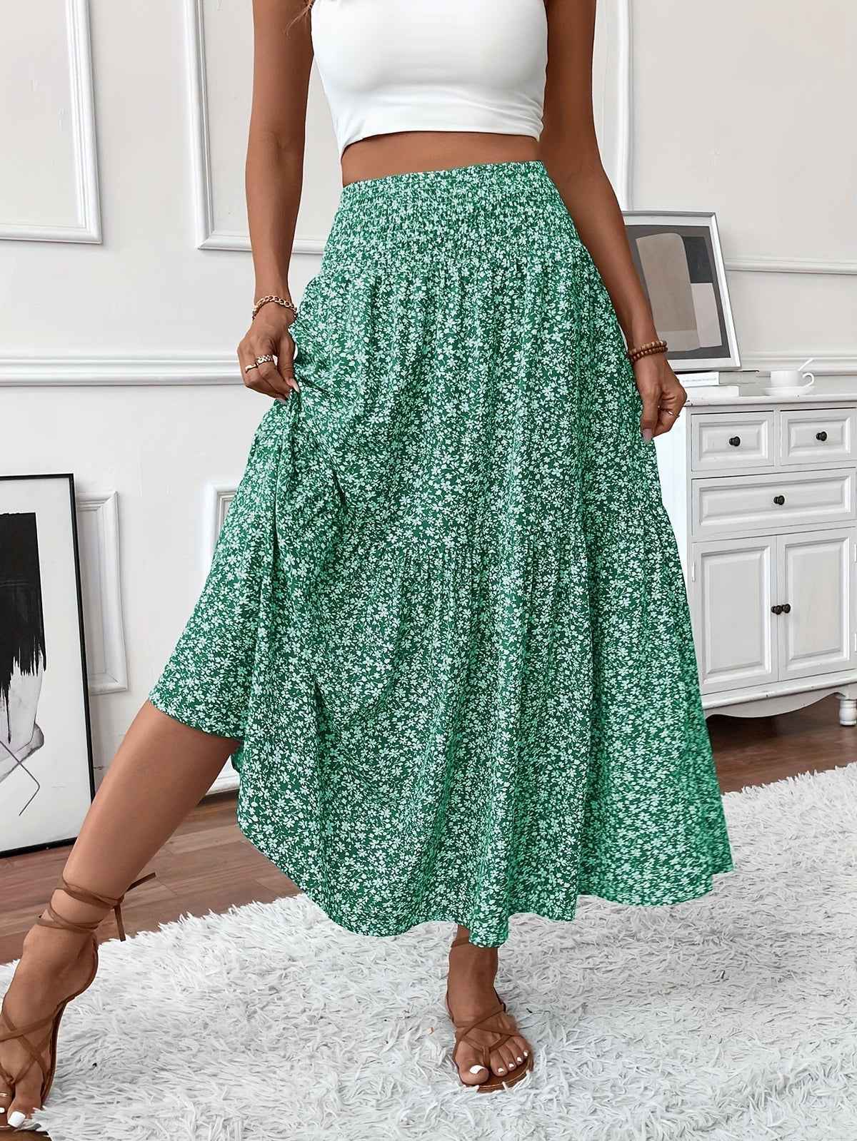 Elena – Jupe à petits motifs floraux
