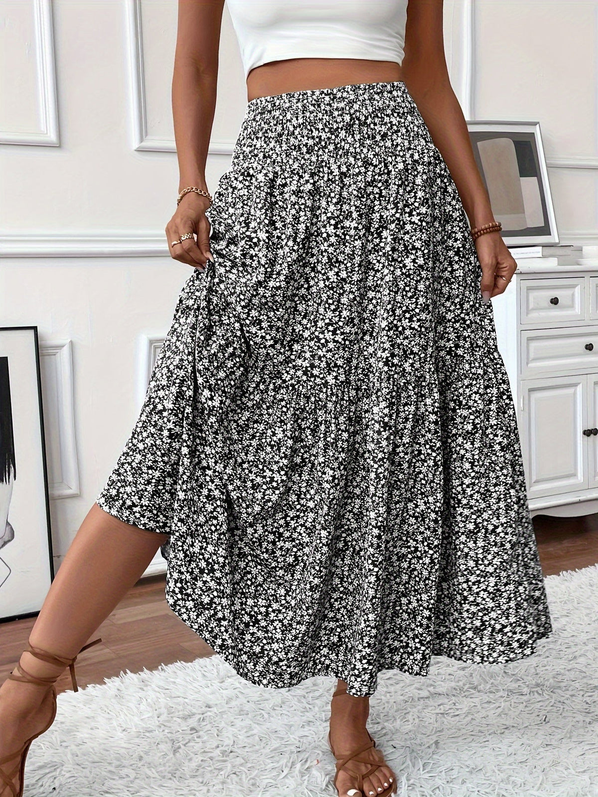 Elena – Jupe à petits motifs floraux