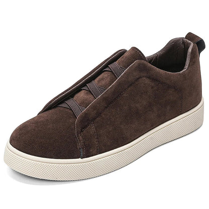 Baskets basses en daim de qualité pour homme, semelles épaisses amortissantes, style moderne et décontracté, confort au quotidien