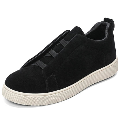 Baskets basses en daim de qualité pour homme, semelles épaisses amortissantes, style moderne et décontracté, confort au quotidien