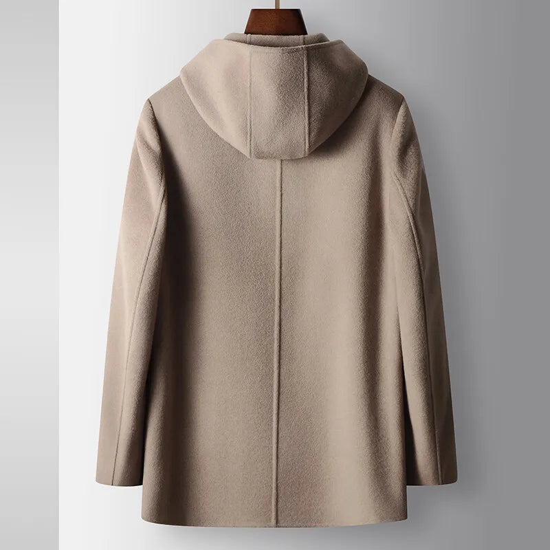 Manteau à capuche 100 % laine