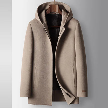 Manteau à capuche 100 % laine
