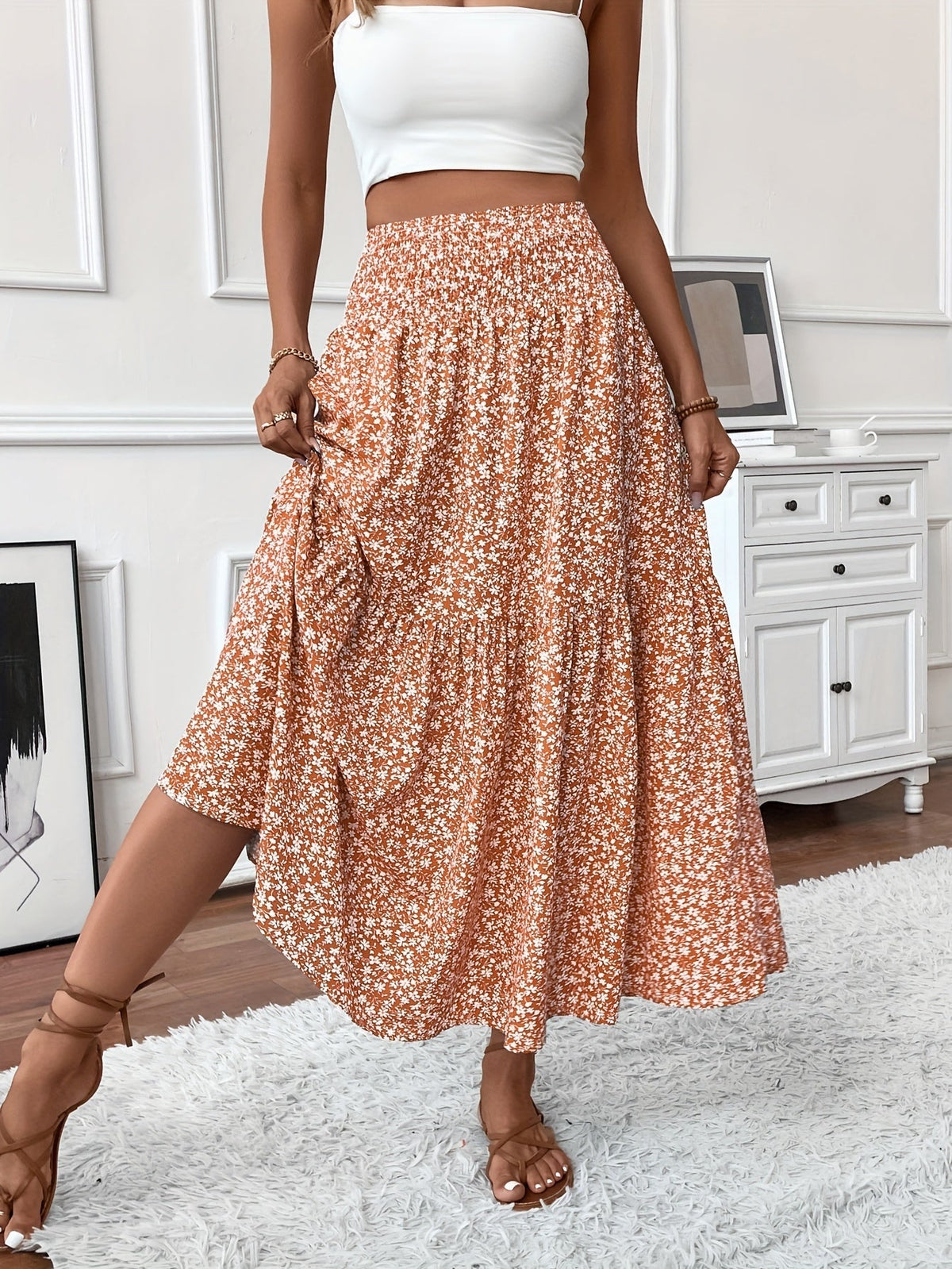 Elena – Jupe à petits motifs floraux